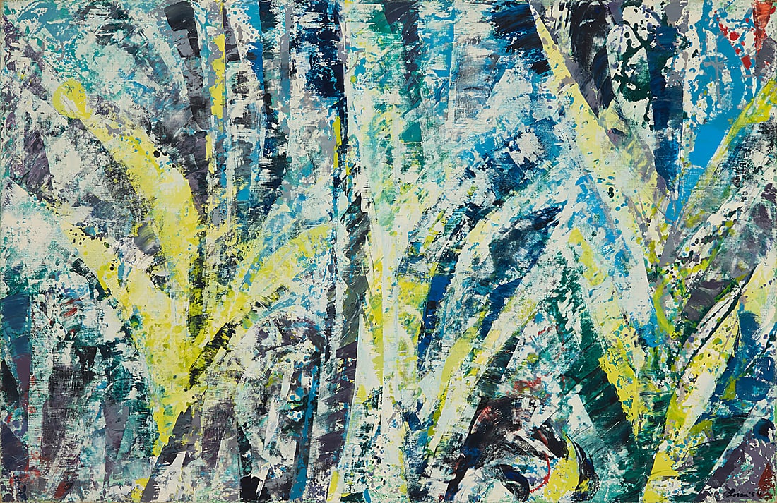 Erle Loran (1905-1999), "Interlacing," 1954: Erle Loran (1905-1999) "Interlacing," 1954 Oil on canvas Signed and dated lower right: Loran '54; titled on a gallery label affixed to the frame's verso 34 x 52 in. Provenance: Miller Fine Art, Moss
