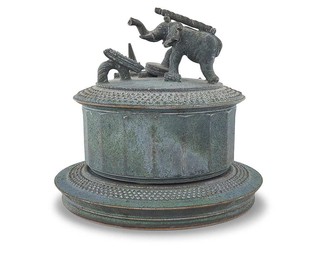 Tim Mather (b. 1943) & Annette McCormick (b. 1949), A glazed stoneware figural lidded vessel, late: Tim Mather (b. 1943) & Annette McCormick (b. 1949) A glazed stoneware figural lidded vessel, late 20th/early 21st century With incised signatures to lid and again inked to bowl underside: MATHER /