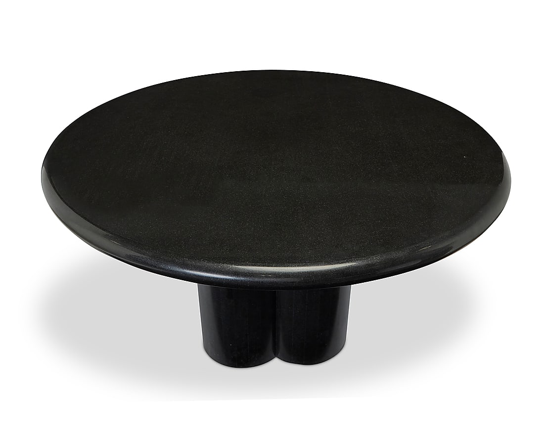 A Modern black marble circular table - 2
