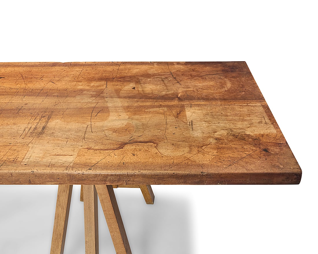 A walnut refectory table - 4