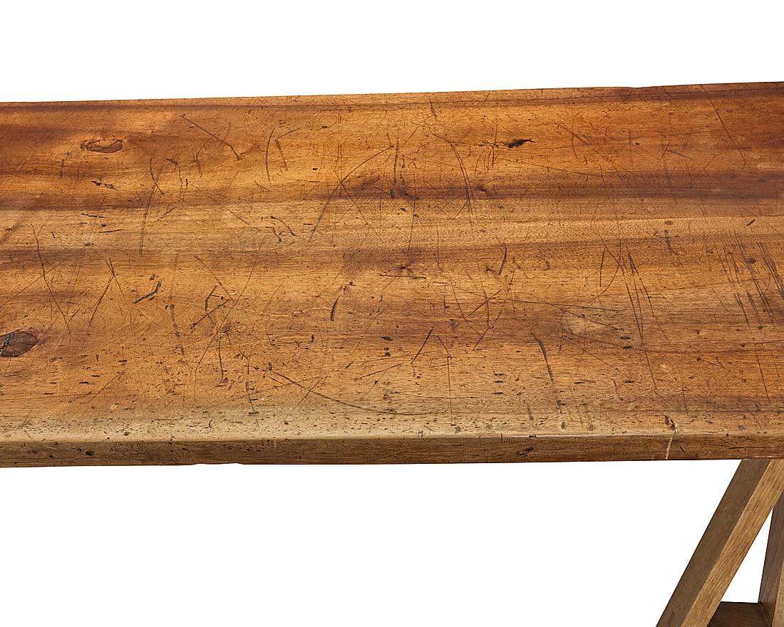A walnut refectory table - 5