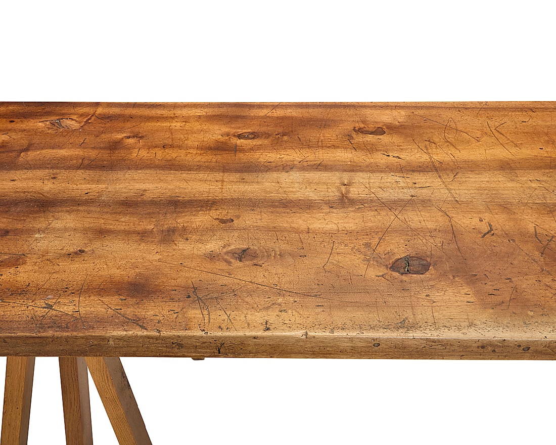 A walnut refectory table - 6