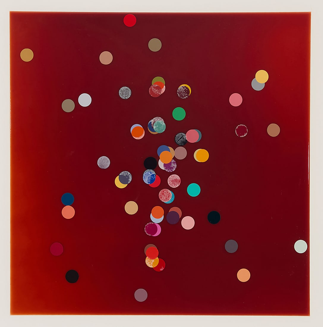 Jason Eoff (20th/21st Century), Untitled (dots on deep red background) (1 of 5)
