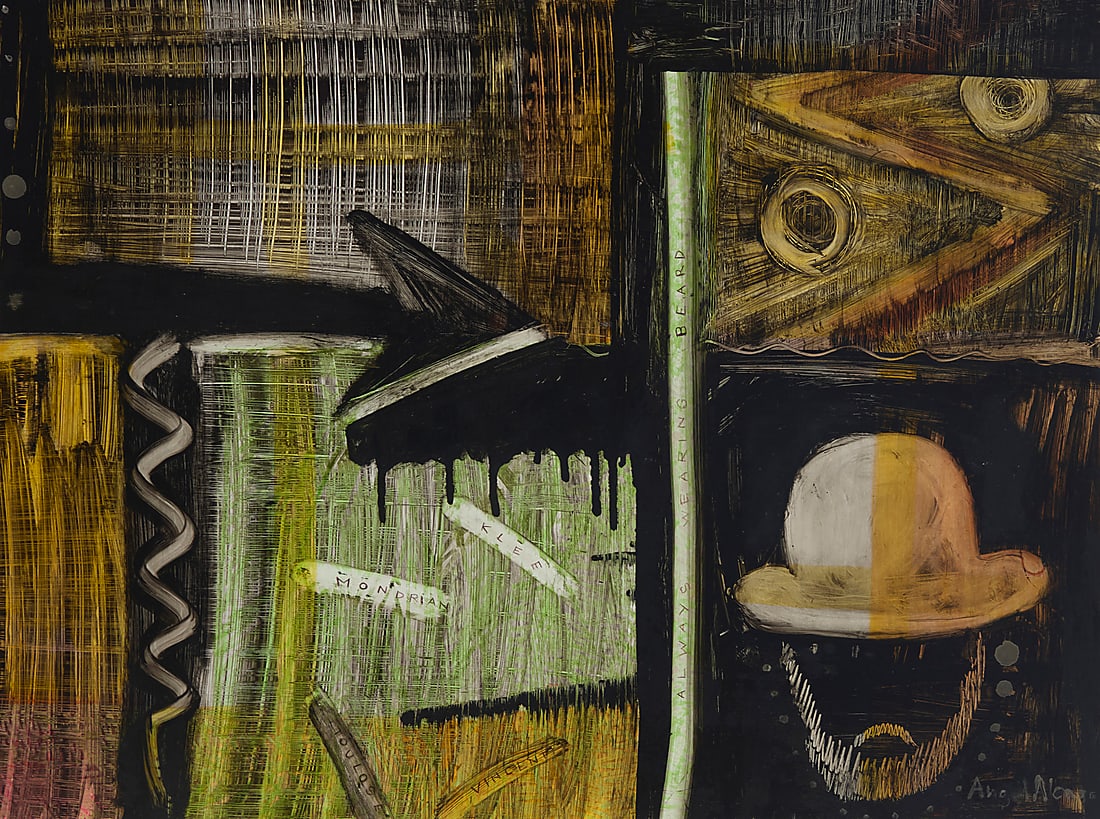Angel Alonso (b. 1967), Abstract composition with figure in a hat (1 of 5)