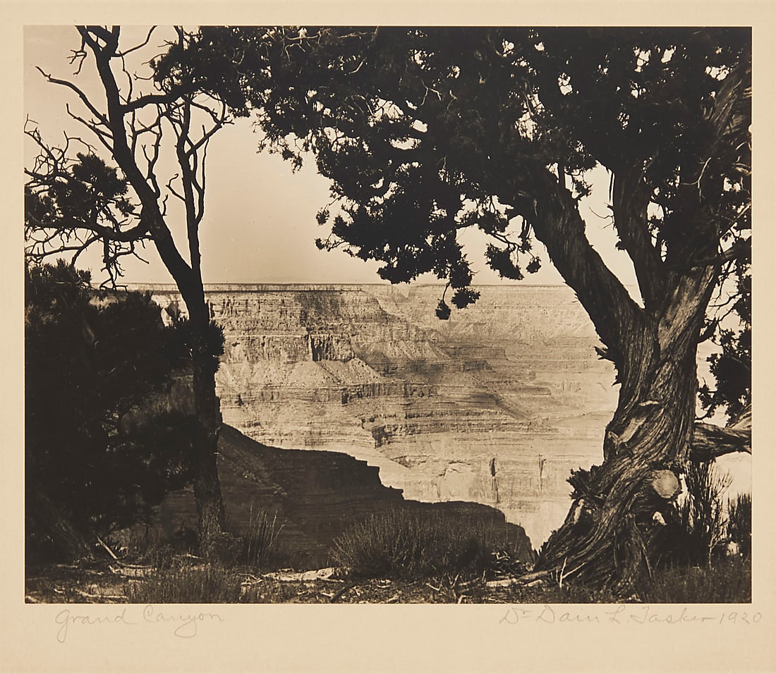Dain L. Tasker (1872-1964), "Grand Canyon," 1920: Dain L. Tasker (1872-1964) "Grand Canyon," 1920 Gelatin silver print on paper mounted to paperboard From the edition of unknown size Signed, titled, and dated in pencil on the paperboard mount, just