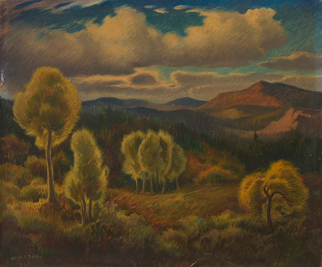 Stanislaus Pociecha Poray (1888-1948), Trees, hills, and clouds: Stanislaus Pociecha Poray (1888-1948) Trees, hills, and clouds Oil on canvas Signed lower left: Stan P. Poray 25 x 30 in.