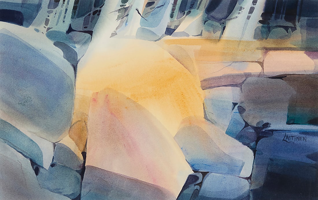 Dale Laitinen (20th Century), "Wilderness Dreams," 1989: Dale Laitinen (20th Century) "Wilderness Dreams," 1989 Watercolor on paper Signed lower right: Laitinen; signed again, titled, dated, copyrighted, and numbered, all in ink on the frame's backing