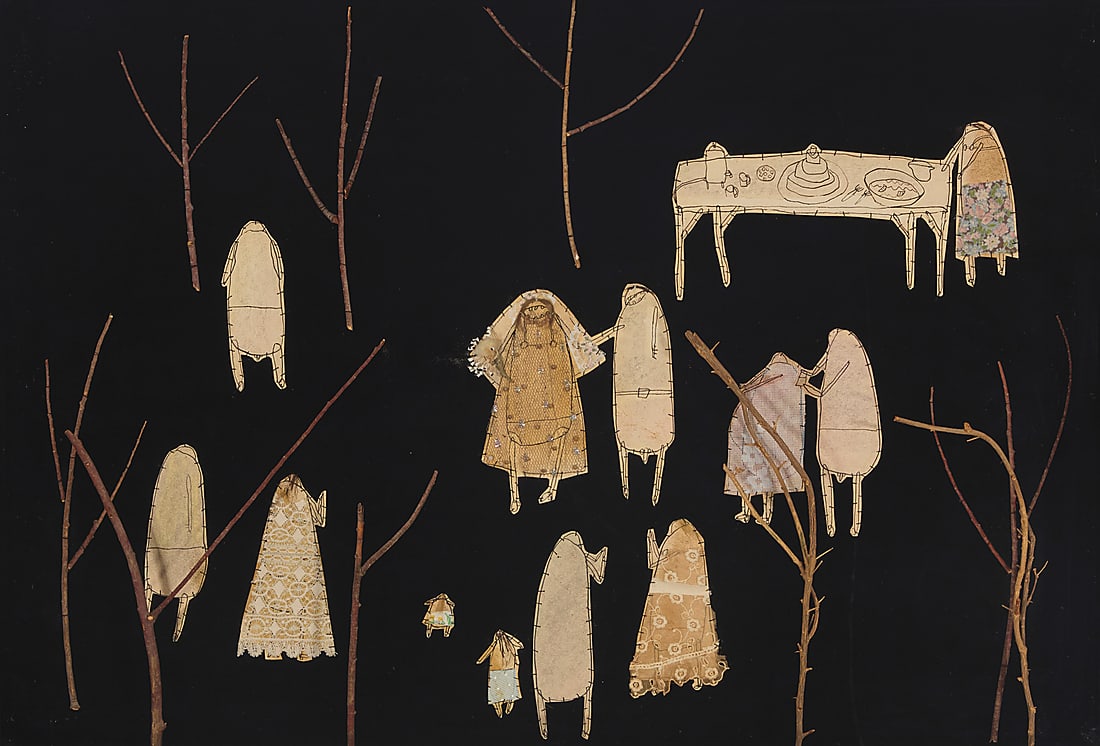 Suzanne Klotz-Reilly (b. 1944), Wedding scene in an artist's made shell and faux pearl shadowbox (1 of 5)
