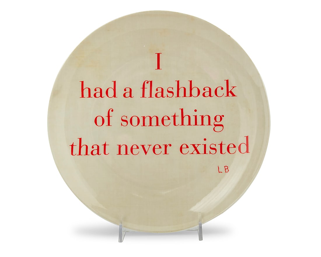 After Louise Bourgeois (1911-2010), A printed bone china plate after "I Had a Flashback of Something: After Louise Bourgeois (1911-2010) A printed bone china plate after "I Had a Flashback of Something That Never Existed" (2002) by Prospect, 2020 From the edition of 175 Printed inscription verso Plate