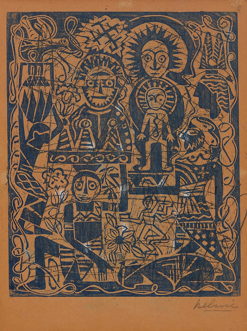 Helmi Dagmar Juvonen (1903-1985), "Untitled (Exotic Figures)," circa 1958 (1 of 5)