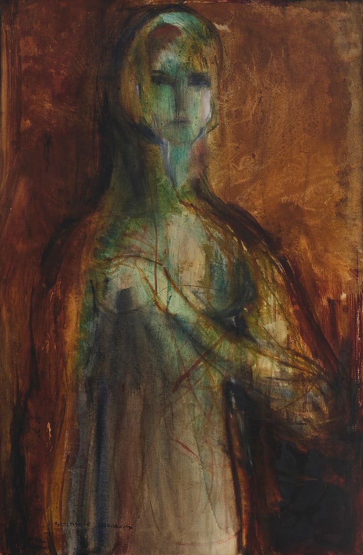 Suzanne L'Heureux (20th Century), "Jeune Fille Debout," 1970: Suzanne L'Heureux (20th Century) "Jeune Fille Debout," 1970 Oil on canvas Signed lower left: Suzanne l'Heureux; dated by repute; titled on a typewritten gallery label affixed to the frame's verso 36
