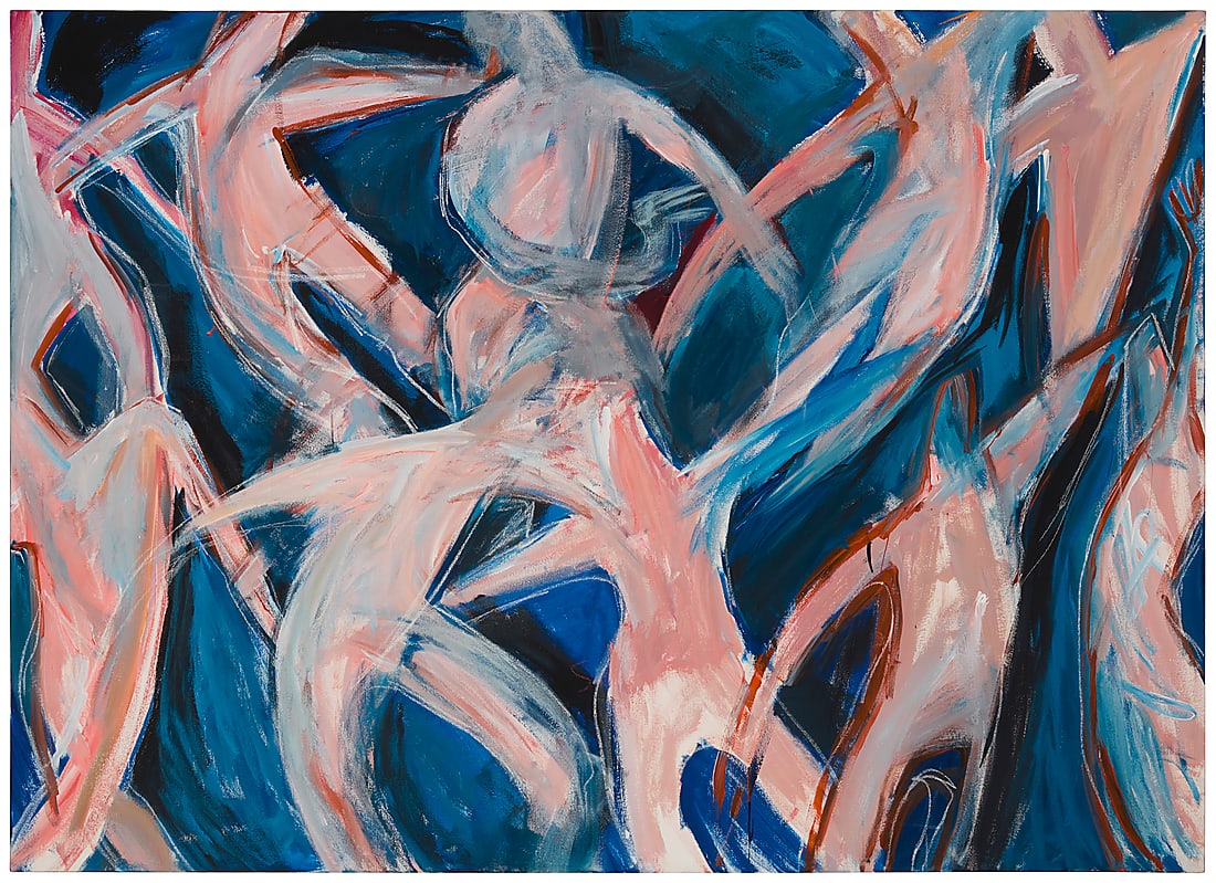 Kharlene Boxenbaum (20th/21st Century), Abstract dancing nudes: Kharlene Boxenbaum (20th/21st Century) Abstract dancing nudes Oil on canvas Unsigned 60 x 84 1/2 in. Provenance: Estate, Pasadena, CA By family descent
