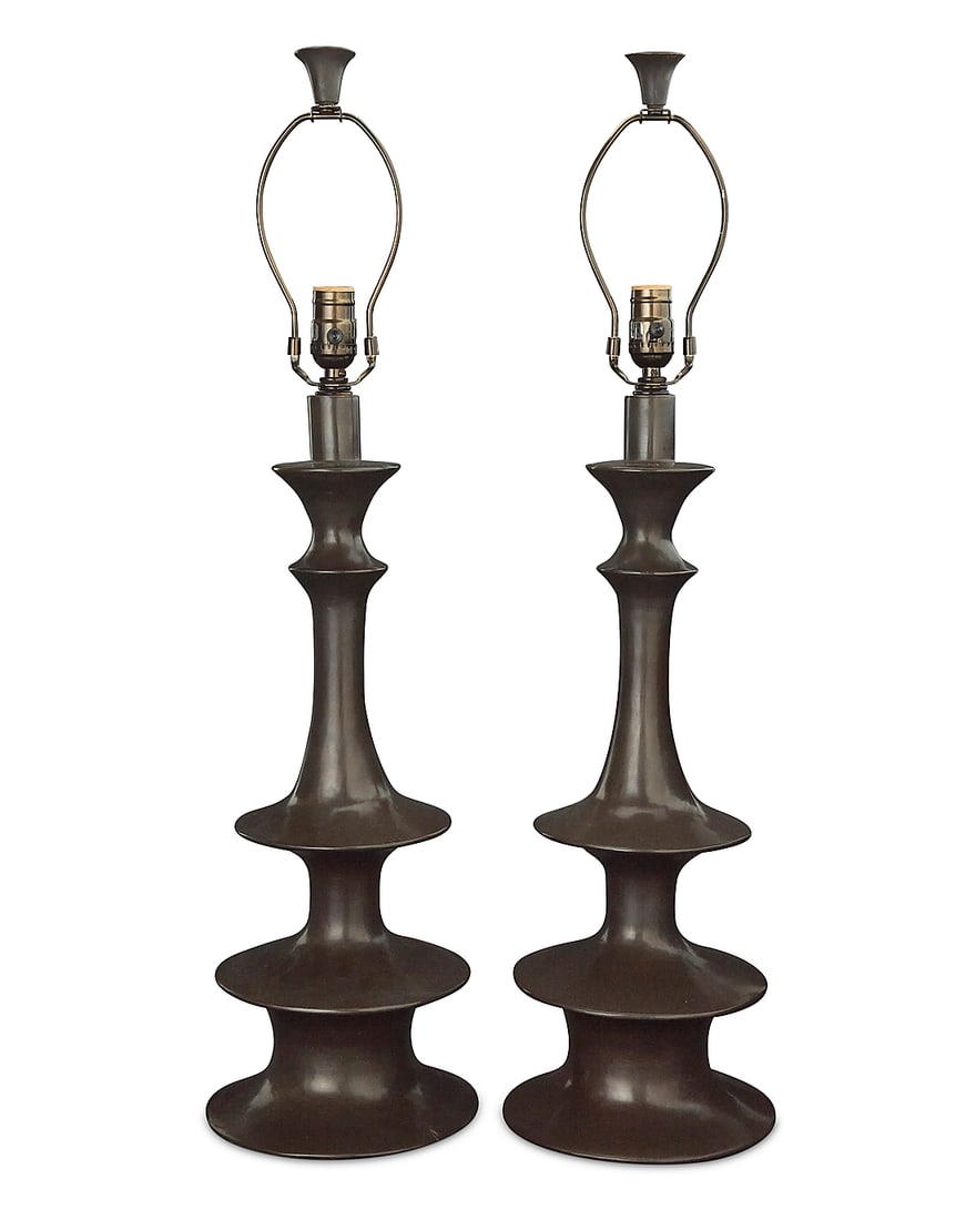A pair of Contemporary copper table lamps (1 of 3)