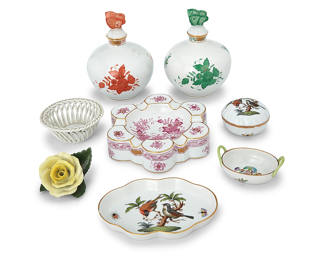 A group of eight Herend porcelain table items (1 of 3)