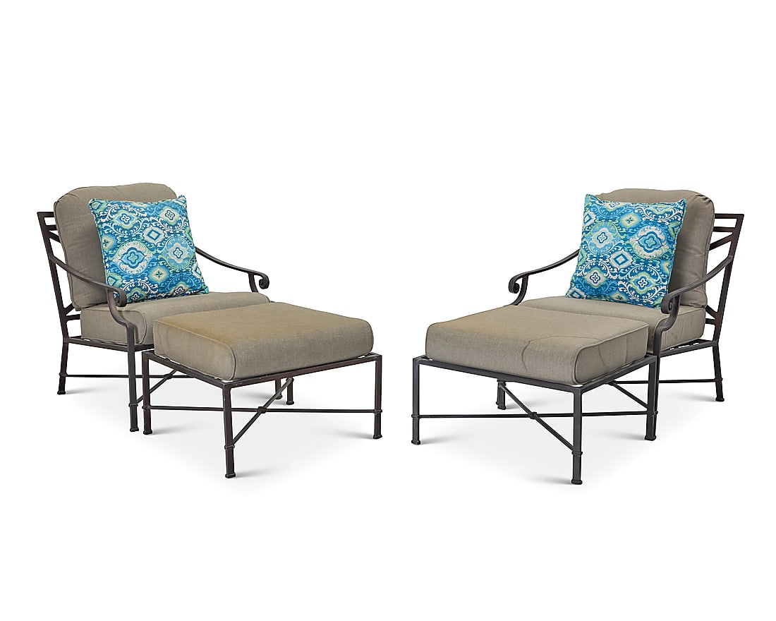 Richard Frinier (b. 1946), A pair of 'Venetian' patio armchairs with ottomans for Brown Jordan, late (1 of 9)
