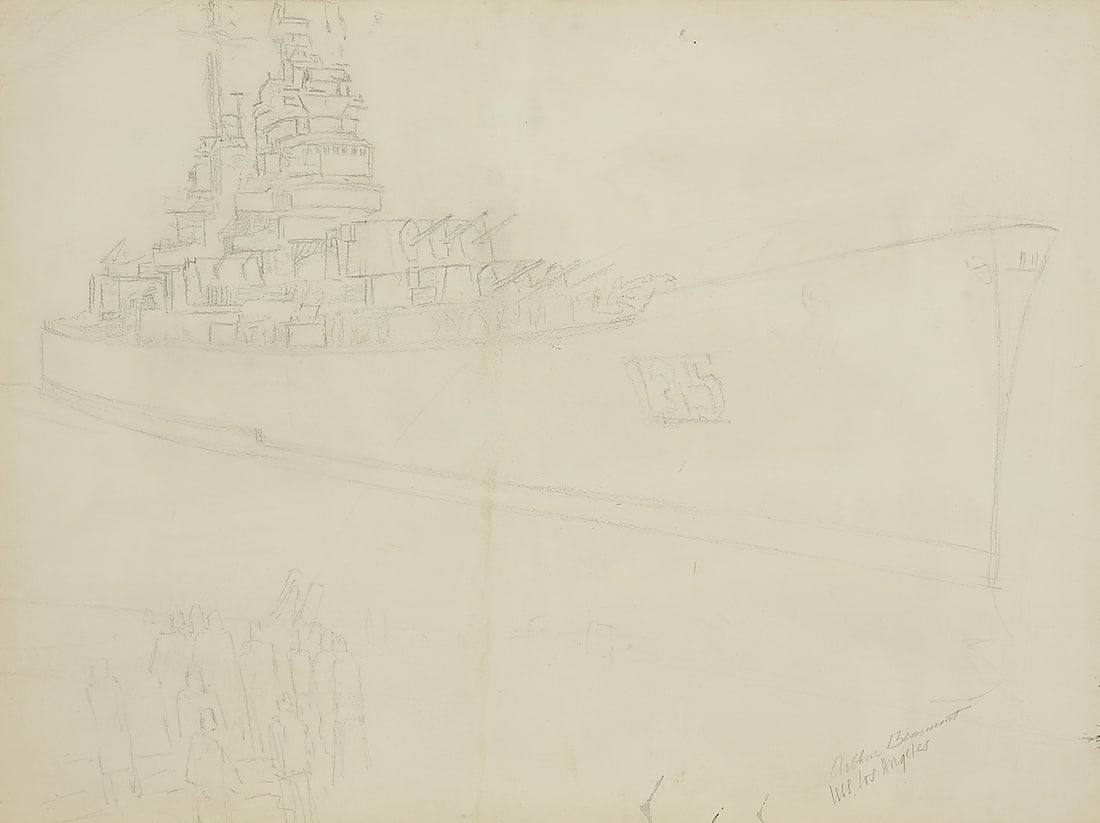 Arthur Beaumont (1890-1978), "USS Los Angeles": Arthur Beaumont (1890-1978) "USS Los Angeles" Pencil on paper Signed and titled in pencil lower right: Arthur Beaumont Sight: 18 1/4 x 24 1/4 in.