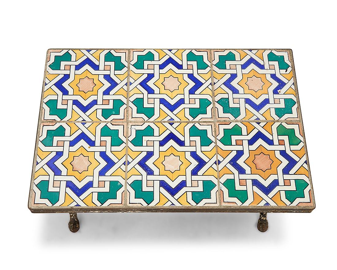 A tile top cast iron low table - 3