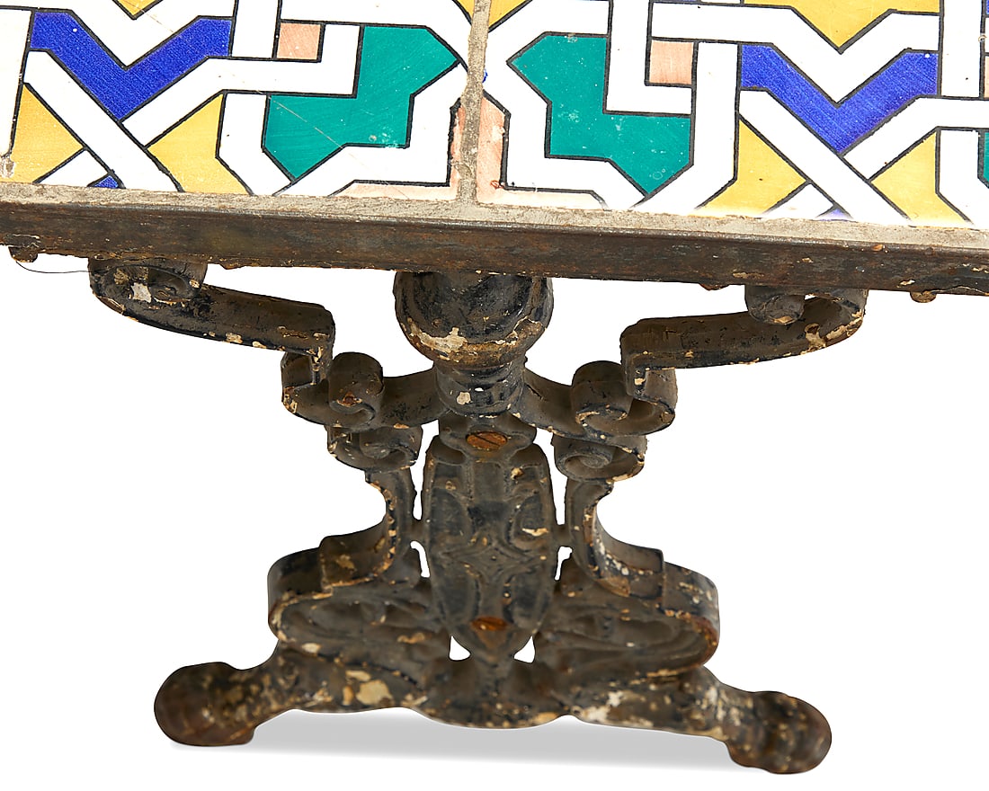 A tile top cast iron low table - 5