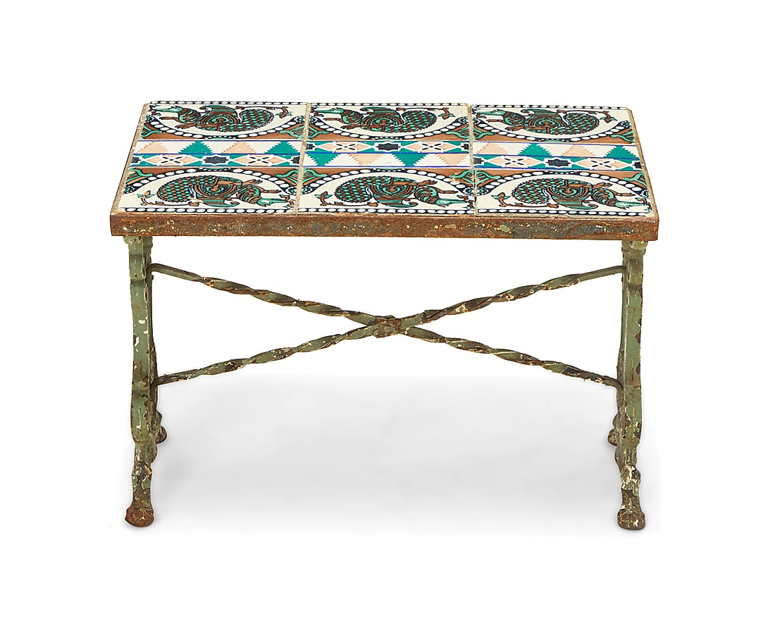 A tile top cast iron low table - 2