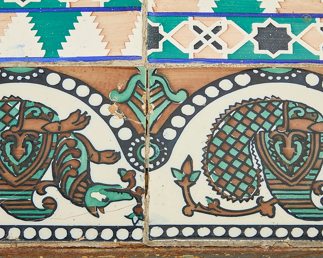 A tile top cast iron low table - 4