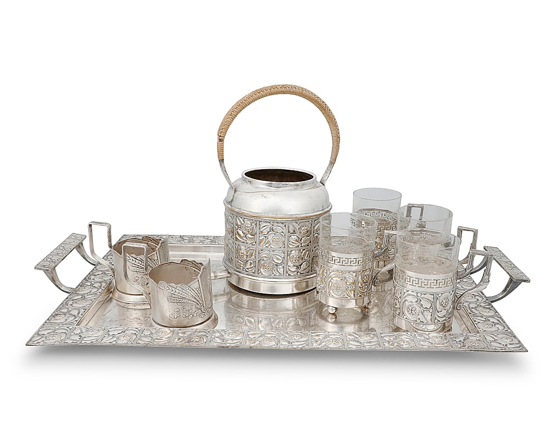 Emanuel Josef Margold (1888-1962), A Wiener Werkstätte silver plated part tea service for (1 of 7)