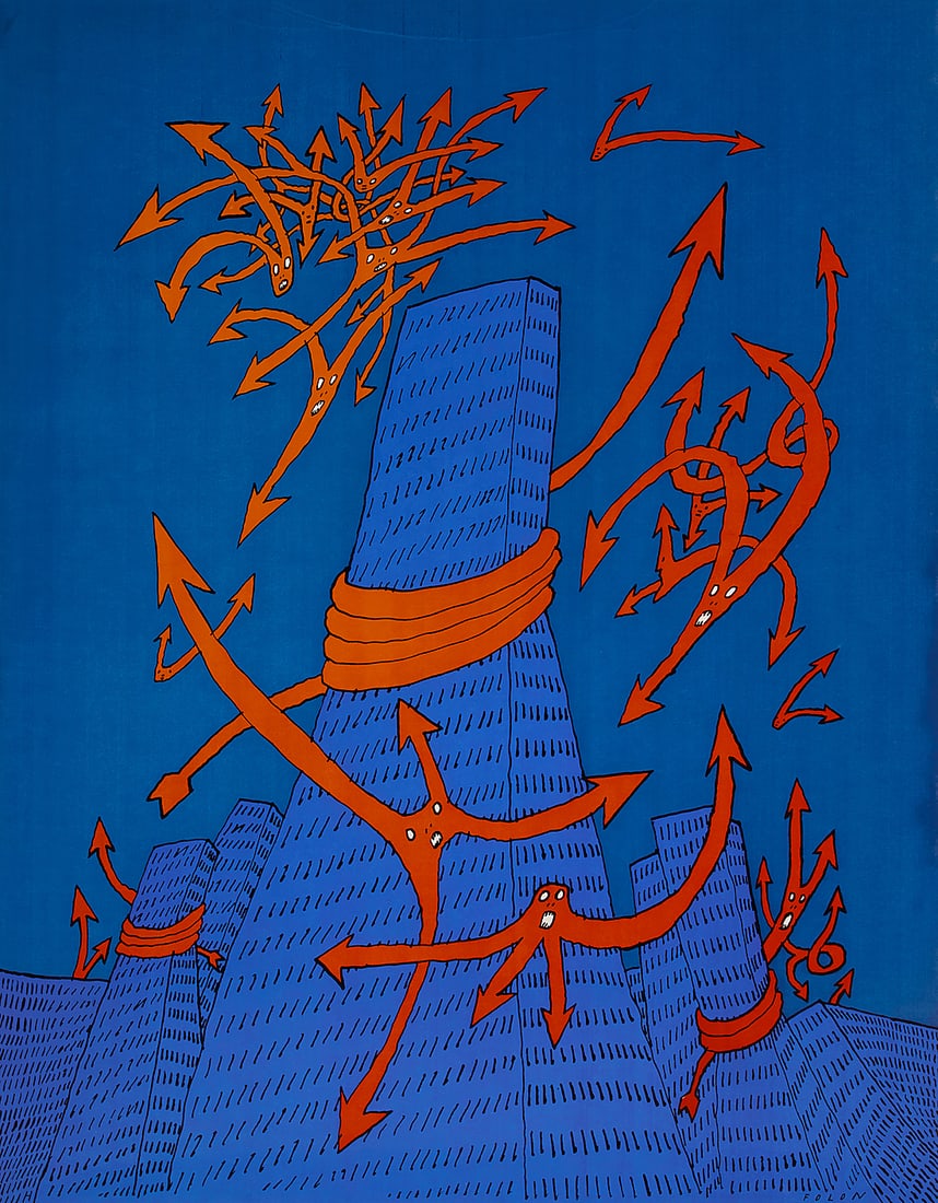 Jean-Michel Folon (1934-2005), Graphic image with arrows, circa 1970 (1 of 5)