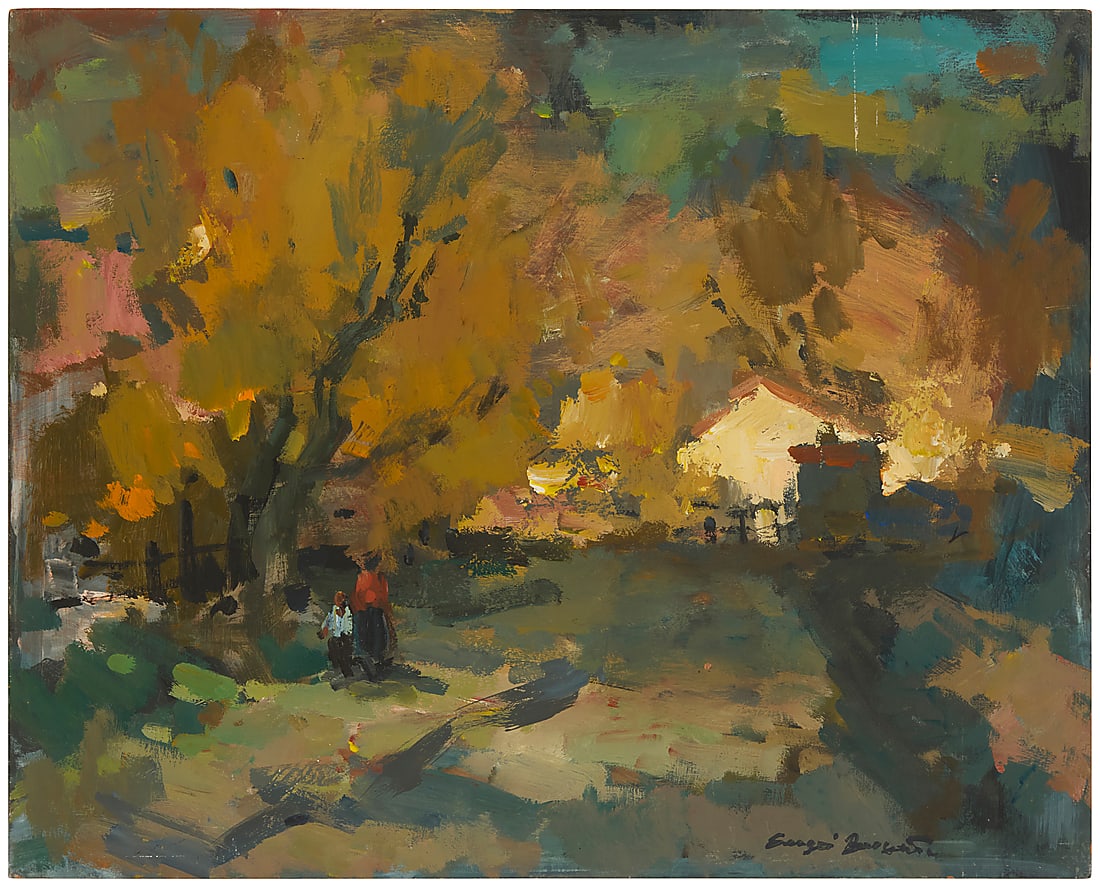 Sergei Bongart (1918-1985), Figures walking in a autumn landscape (1 of 4)