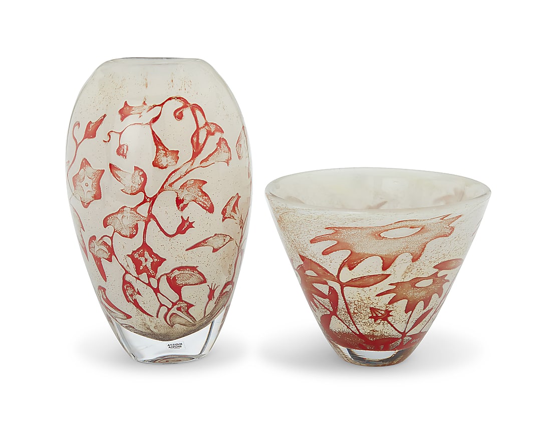 Olle Brozen (b. 1963), A cased glass 'Floating Flowers' vase and bowl for Kosta Boda, early 21st (1 of 5)