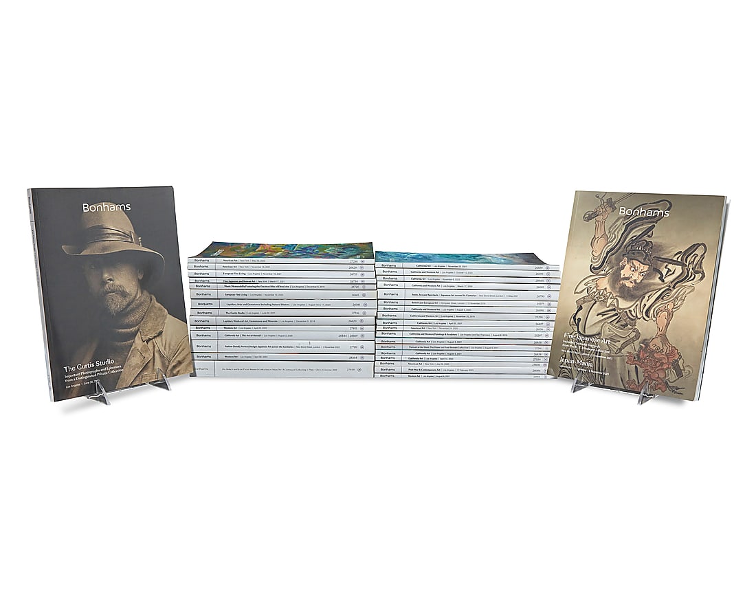 A large group of Bonhams auction catalogues: A large group of Bonhams auction catalogues Circa 2013 to 2018 34 pieces Each 10 12 x 8 3/8 in.