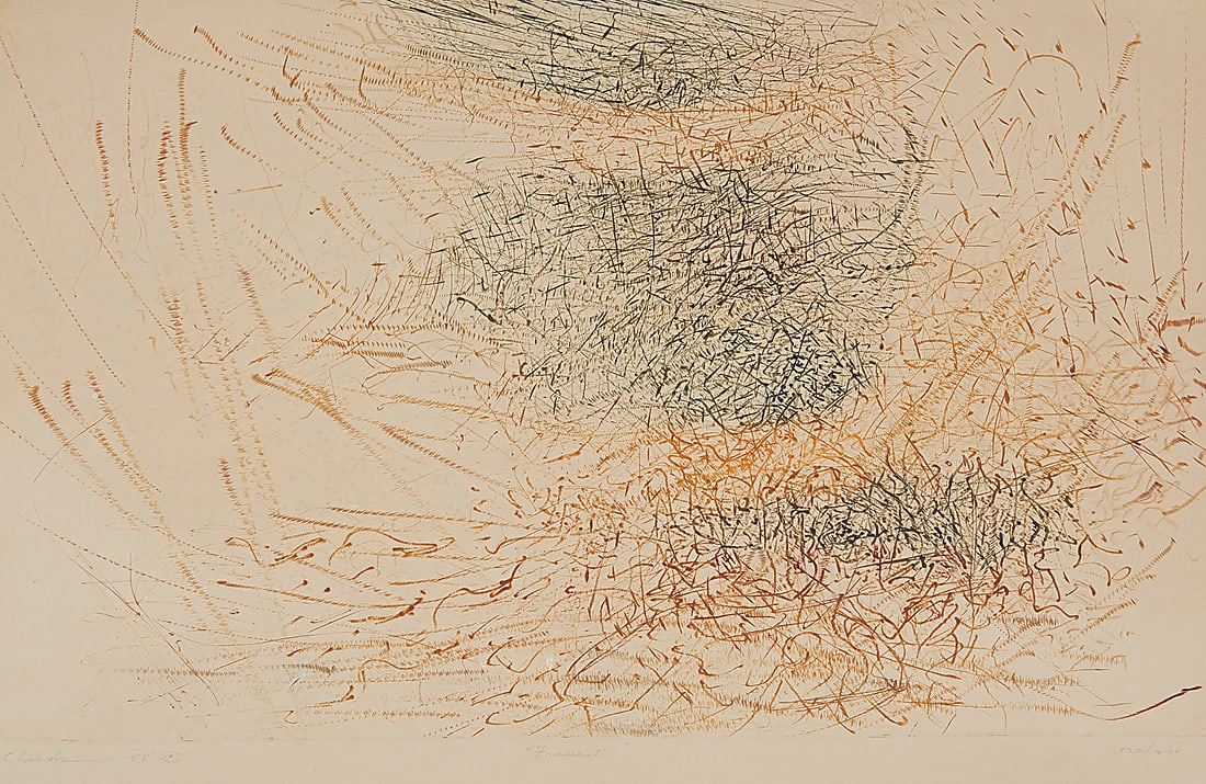 Bernard Childs (1910-1985), "Frumenti," 1955: Bernard Childs (1910-1985) "Frumenti," 1955 Etching in colors on Arches paper Edition: 120/200 Signed, titled, dated, and numbered in pencil along the lower margin: Childs; inscribed in french at the