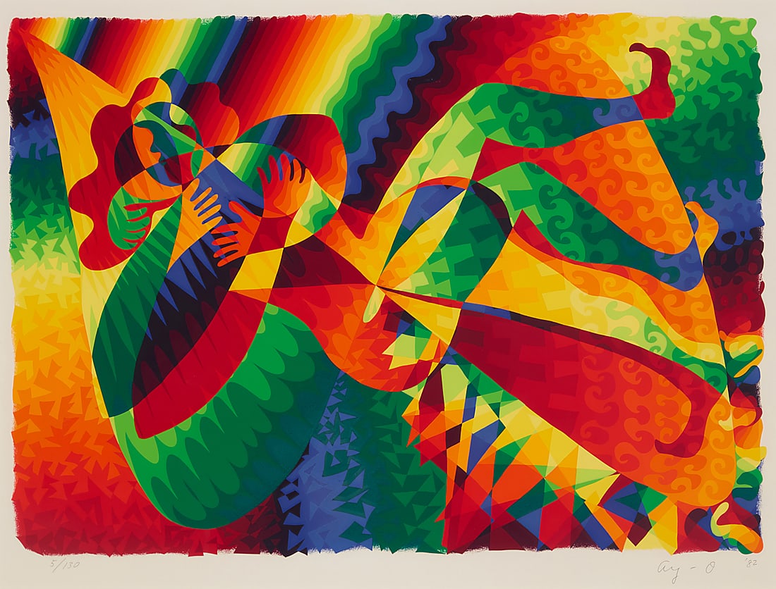 Ay-O (b. 1931), "A Stroke Love," 1982: Ay-O (b. 1931) "A Stroke Love," 1982 Screenprint in colors on wove paper Edition: 5/30 Signed, dated, and numbered in pencil in the lower margin: Ay-O '82; titled in ink on two gallery labels affixed