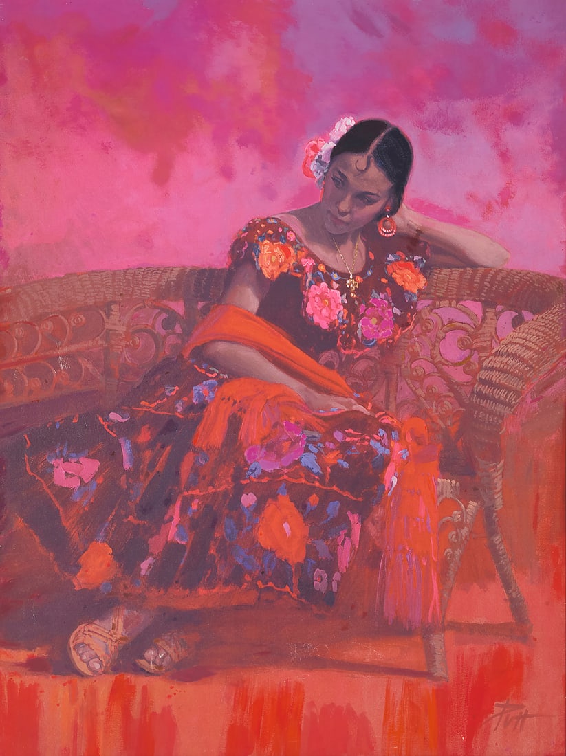 Donald "Putt" Putman (1926-2007), "Olivera Dancer": Donald "Putt" Putman (1926-2007) "Olivera Dancer" Paint enhanced giclee on canvas Signed in the image; titled on the tacking edge and inscribed "Giclla," verso 40 x 30 in.