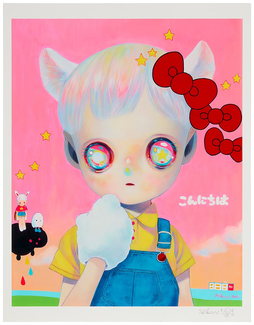 Hikari Shimoda (b. 1984), A child with animal ears, 2014: Hikari Shimoda (b. 1984) A child with animal ears, 2014 Print in colors on paper Signed in pencil and with artist's remarque lower right: Hikari Image:16 3/8 x 13 1/8 in.; Sheet: 18 x 14 1/8 in.