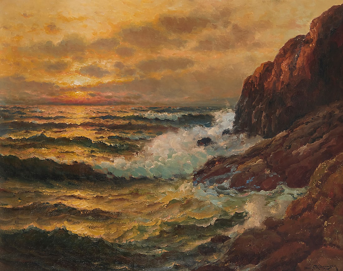 Richard de Ribcowsky (1880-1936), Ocean and cliffs: Richard de Ribcowsky (1880-1936) Ocean and cliffs Oil on canvas Signed lower right: de Ribcowsky 24 x 30 in. Provenance: Private collection, Orange, CA