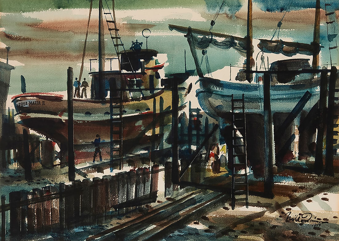 Noel Quinn (1915-1993), Fishing boats, San Pedro, 1953 (1 of 5)