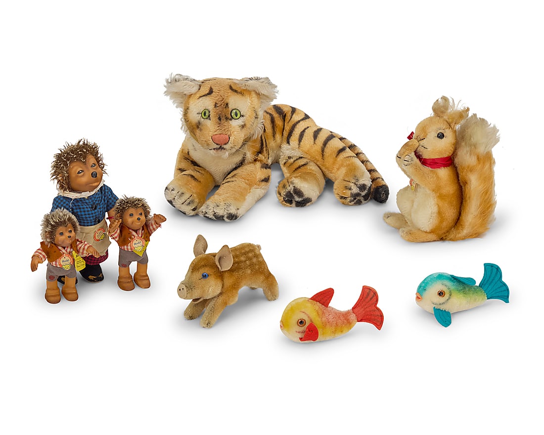 A group of eight Steiff stuffed animals and dolls (1 of 1)