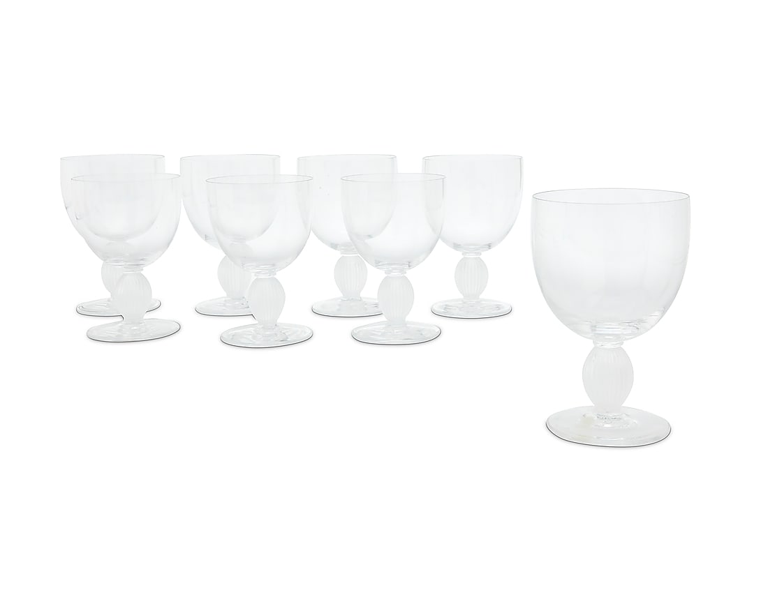 A set of eight Lalique glass 'Langeais' water goblets (1 of 3)