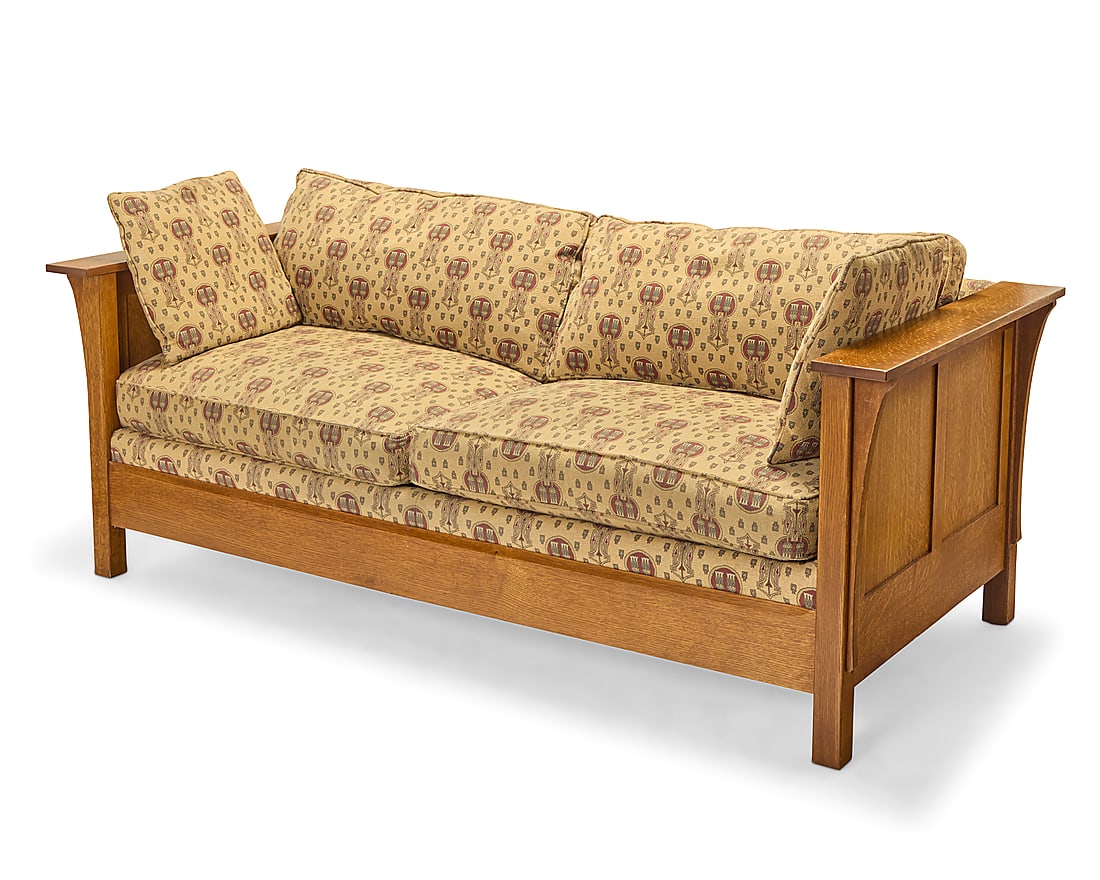 A Stickley oak 'Prairie' settle, no. 922 (1 of 12)