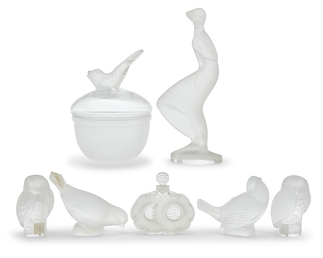 A group of seven Lalique glass table items (1 of 6)