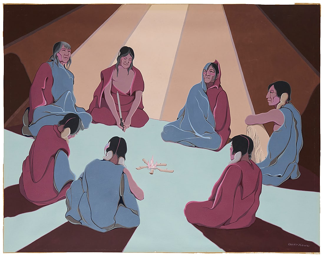 Oscar Howe (1915-1983, Yanktonai Dakota), "Sioux Council" (1 of 7)