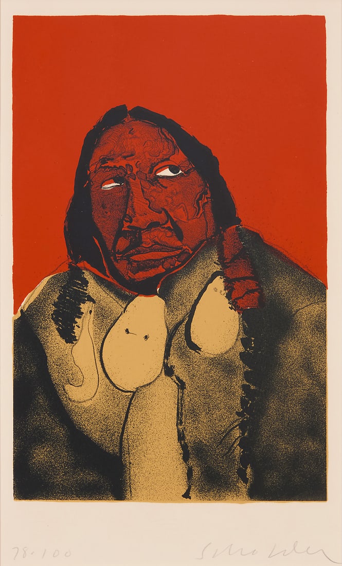 Fritz Scholder (1937-2005, Luiseno), "Indian Portrait No. 2," 1972-73 (1 of 10)