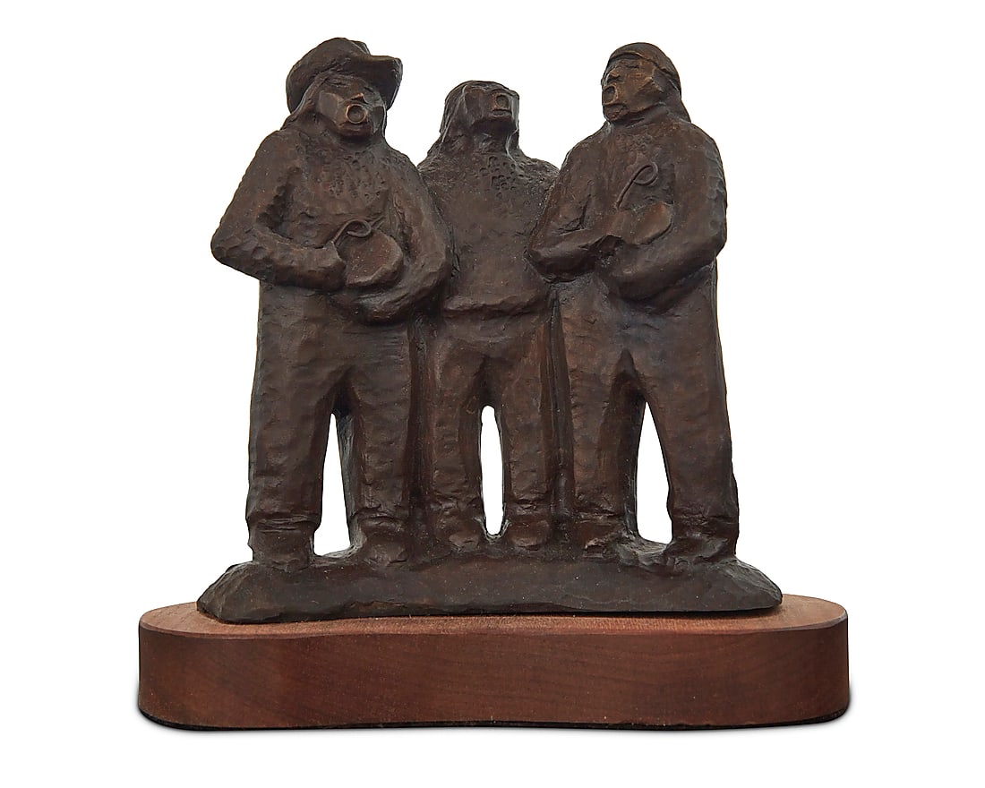 Allan Houser (1914-1994, Chiricahua Apache), "One More Song," 1983: Allan Houser (1914-1994, Chiricahua Apache) "One More Song," 1983 Patinated bronze on wood base Edition: 86/100 Signed and dated in the casting: ALLAN HOUSER / © / 83; impressed edition Height of bro