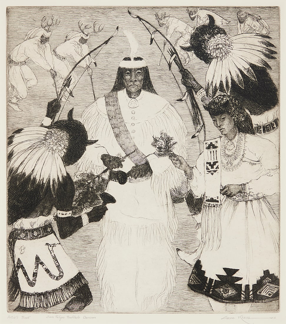Gene Kloss (1903-1996), "San Felipe Buffalo Dancers," 1962 (1 of 10)