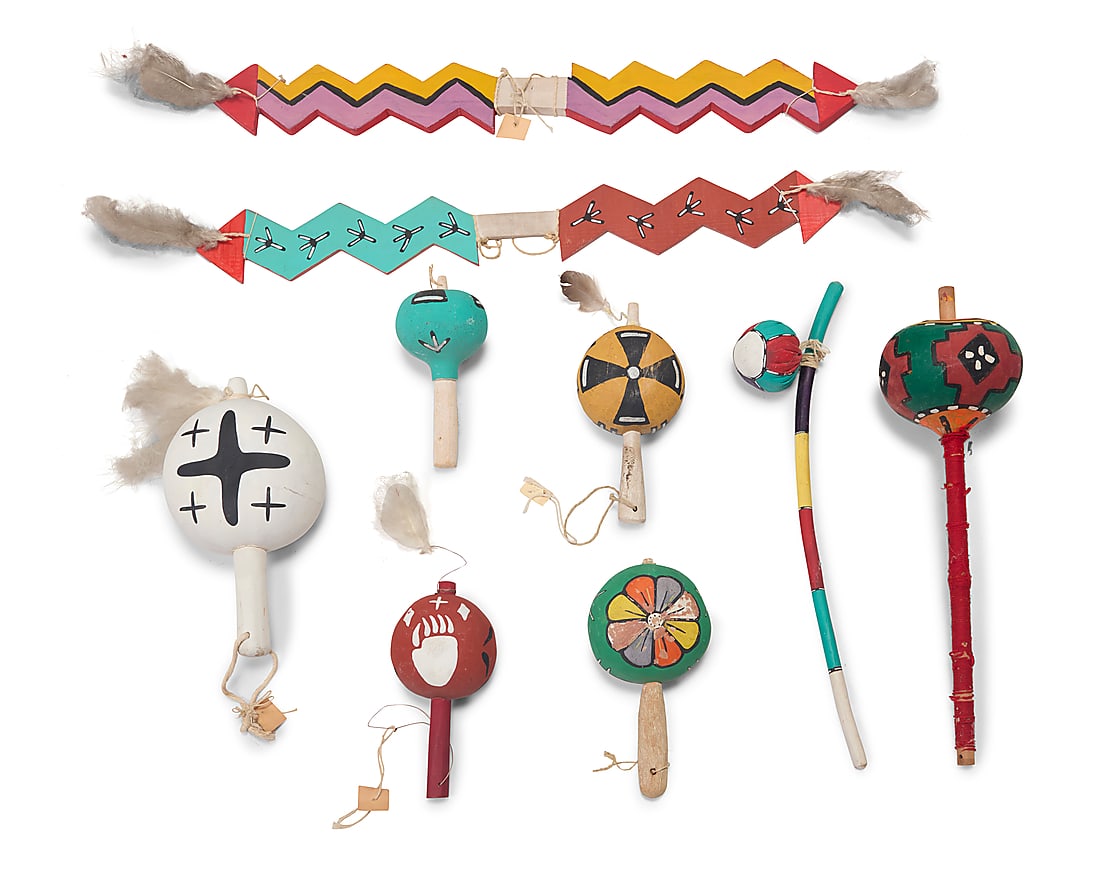 A group of Hopi polychrome dance implements (1 of 2)