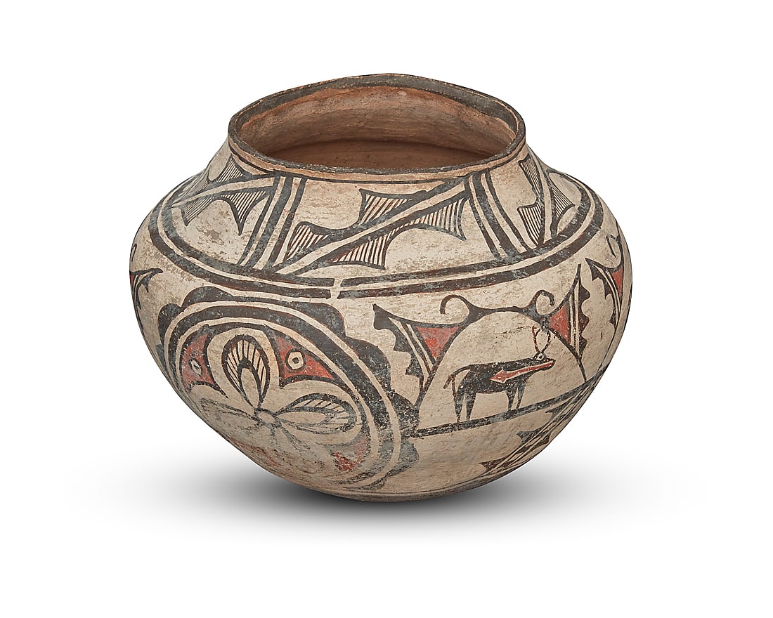 A Zuni Pueblo polychrome pottery jar (1 of 5)
