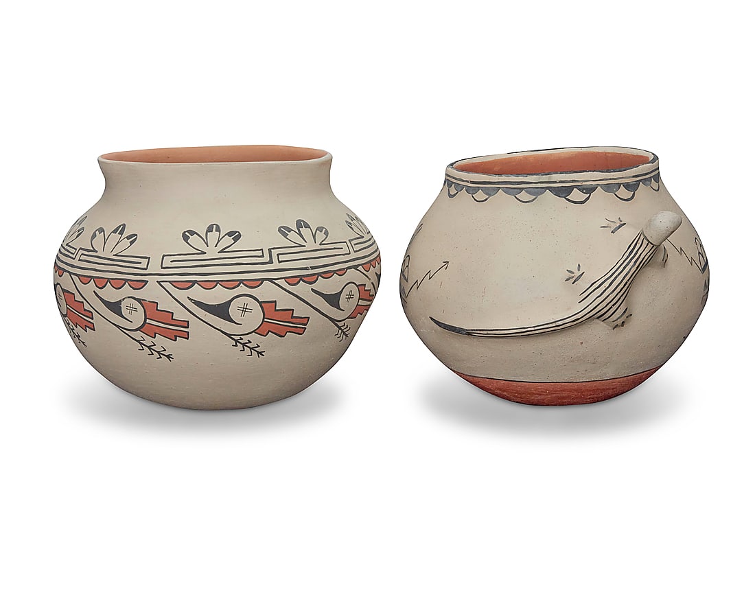 Two Pueblo polychrome pottery jars - 2