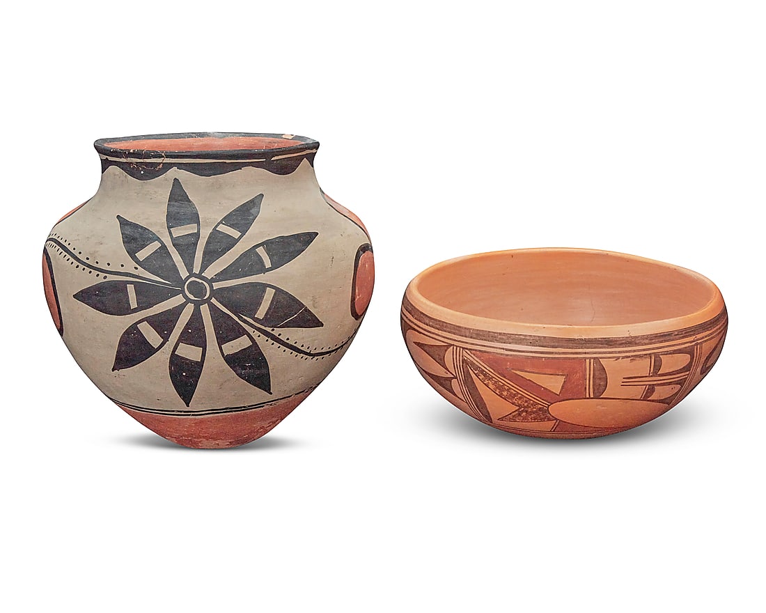 Two Pueblo polychrome pottery vessels - 2