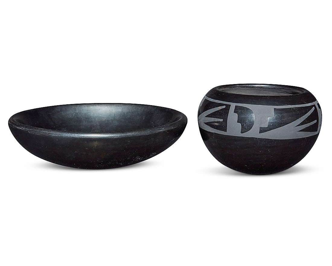 Santana & Adam Martinez (1909-2002 & 1904-2000), Two blackware pottery vessels (1 of 6)