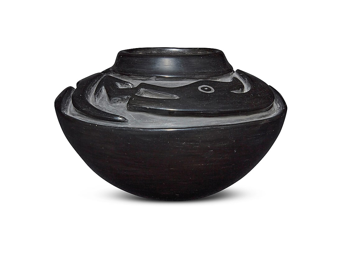 Barbarita Tafoya-Naranjo (1917-1984, Santa Clara Pueblo), A blackware pottery Avanyu olla jar (1 of 5)