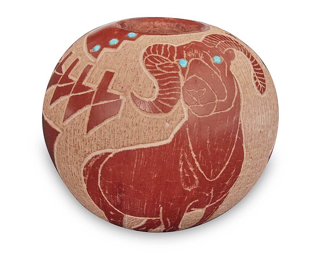Stella & Roy Tanner [Kwa Povi & Tsigowanu] (1937-2006 & b. 1957, San Juan Pueblo), A sgraffito (1 of 4)
